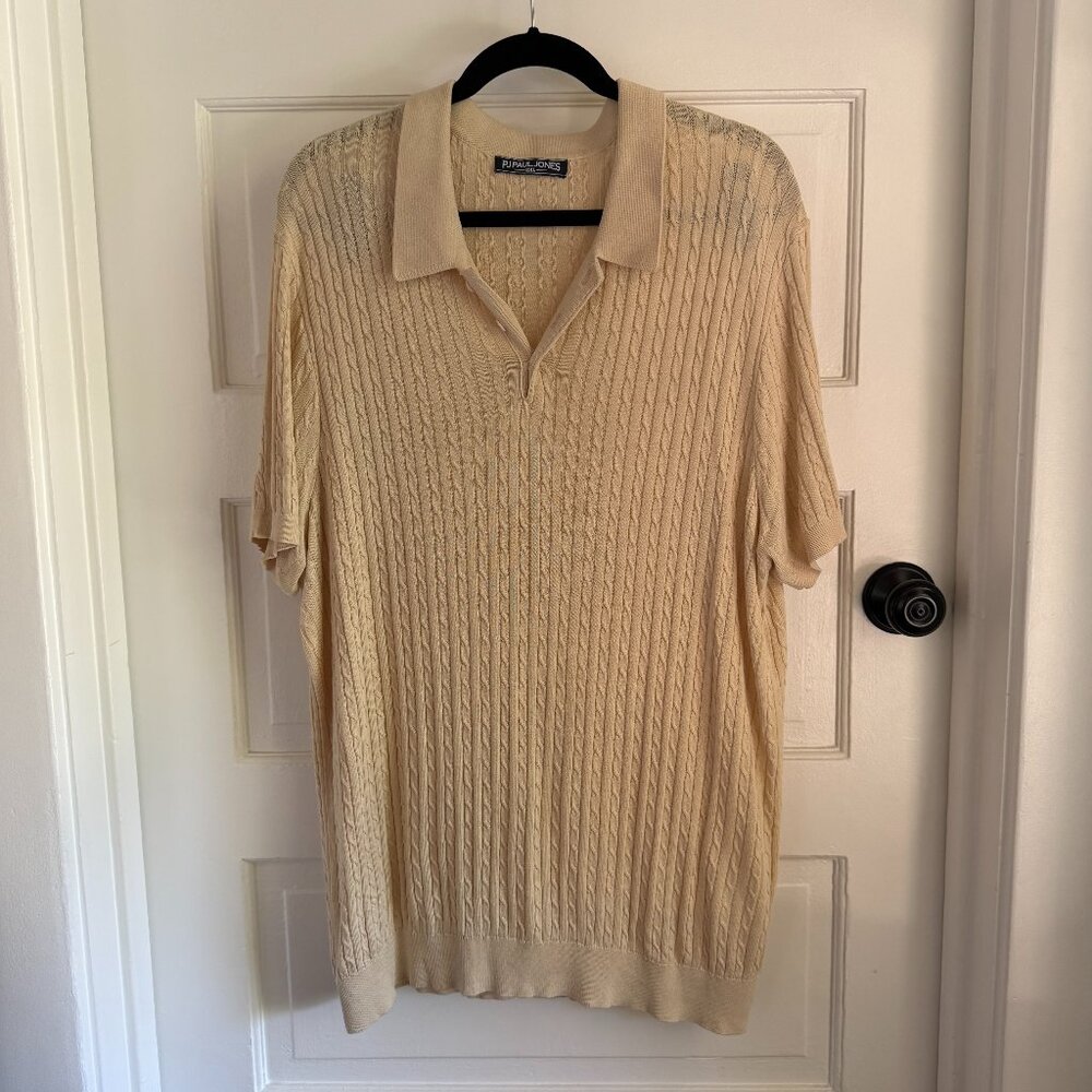 PJ Paul Jones Cream Polo Knit Shirt